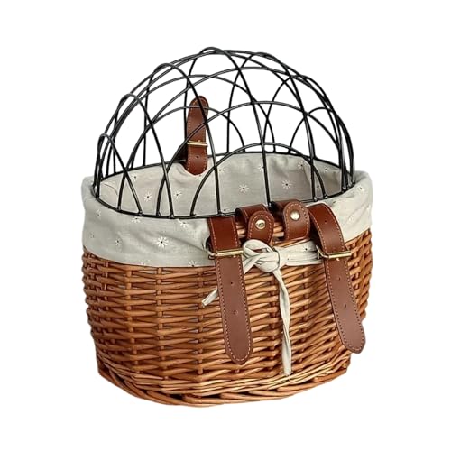 Einstellbarer Gewebter Korbfahrrad Lenkerlagerkorb Mit Befestigungsgurt Rattan Fahrrädern Vorderer Korb Mit Deckel von XINGLIDA