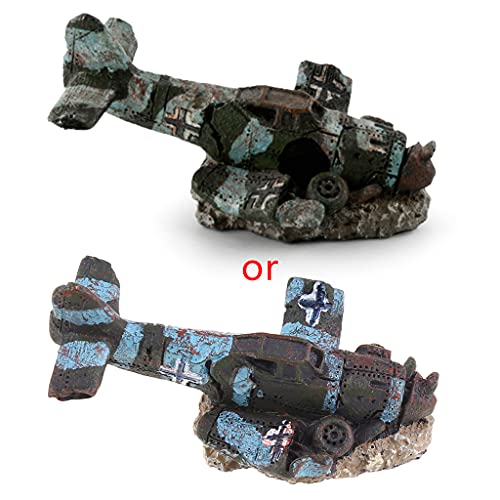 XINGLIDA Aquarium Dekoration Aquarium Versteck Abgenutztes Tauchflugzeug Thema Kunstharz Ornament Flugzeughöhle Landschaftsschmuck von XINGLIDA