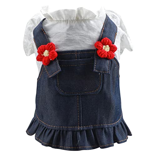 XINGLIDA Hundekleid Mit Gehäkelten Blumen Jeans Thema Rote Blumen Haustierkleider Welpen Kostümkleid Schöne Haustierbekleidung XINGLIDA Hundekleid Mit Gehäkelten Blumen Jeans Thema Rote Blumen Haustierkleider Welpen Kostümkleid Schöne Haustierbekleidung von XINGLIDA