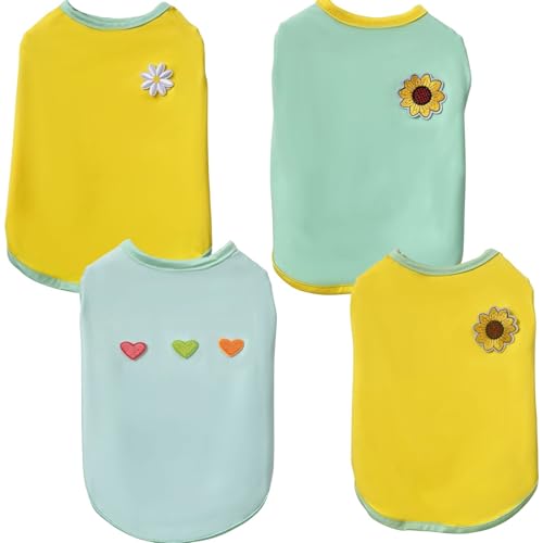 2PCS Blume gedruckte Sommer Hund Shirts für kleines mittleres Haustier T Shirt Mädchen Jungen Kleidung Weich Atmungsaktiv von XINGNIAO
