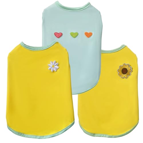 2PCS Blume gedruckte Sommer Hund Shirts für kleines mittleres Haustier T Shirt Mädchen Jungen Kleidung Weich Atmungsaktiv von XINGNIAO