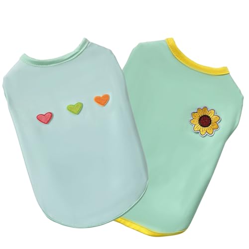2PCS Blume gedruckte Sommer Hund Shirts für kleines mittleres Haustier T Shirt Mädchen Jungen Kleidung Weich Atmungsaktiv von XINGNIAO