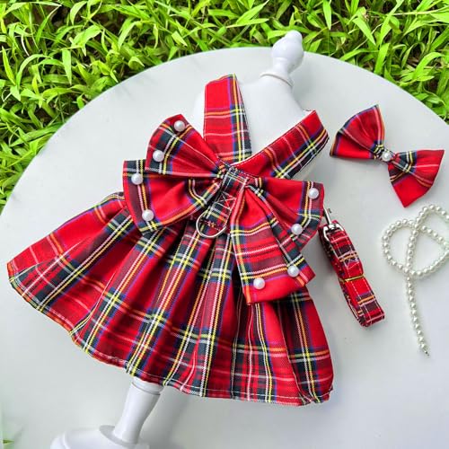 Elegantes Kariertes Haustierkleid mit Schleife & Leinen-Set - Stilvolles Hunde- & Katzenoutfit Elegantes Kariertes Haustierkleid mit Schleife & Leinen-Set - Stilvolles Hunde- & Katzenoutfit von XINGNIAO
