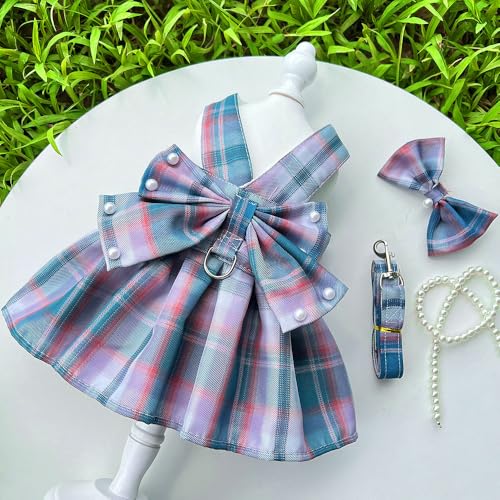 Elegantes Kariertes Haustierkleid mit Schleife & Leinen-Set - Stilvolles Hunde- & Katzenoutfit Elegantes Kariertes Haustierkleid mit Schleife & Leinen-Set - Stilvolles Hunde- & Katzenoutfit von XINGNIAO