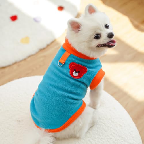 Fleece-Sweatshirt für Hunde und Katzen mit Leinenring - Warme Farbblock-Haustierjacke Fleece-Sweatshirt für Hunde und Katzen mit Leinenring - Warme Farbblock-Haustierjacke von XINGNIAO