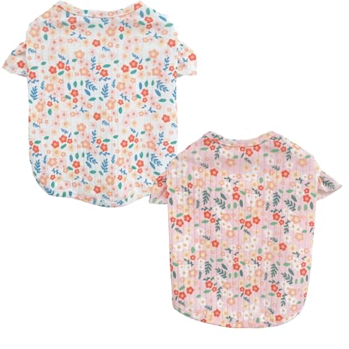 Floral Gedruckte Sommer Hund Shirts für Kleine Medium Hund Haustier T Shirt Mädchen Jungen Kleidung Weich Atmungsaktiv von XINGNIAO