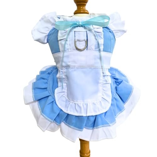 Französische Bulldogge Dienstmädchen-Stil, passendes Haustierkleid mit Leinenhaken, süßes Spitzen-Outfit für Hunde und Katzen, Frühling-Sommer-Outfit Französische Bulldogge Dienstmädchen-Stil, passendes Haustierkleid mit Leinenhaken, süßes Spitzen-Outfit für Hunde und Katzen, Frühling-Sommer-Outfit von XINGNIAO