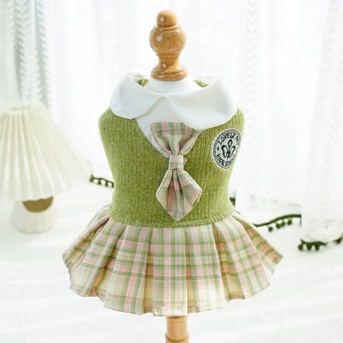 Haustier Herbst und Winter gestricktes JK Kariertes Kleid für kleine und mittelgroße Hunde und Katzen Haustier Herbst und Winter gestricktes JK Kariertes Kleid für kleine und mittelgroße Hunde und Katzen von XINGNIAO
