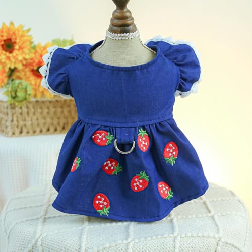 Haustierkleid aus Denim mit Blumenmotiv für kleine oder mittelgroße Hunde von XINGNIAO