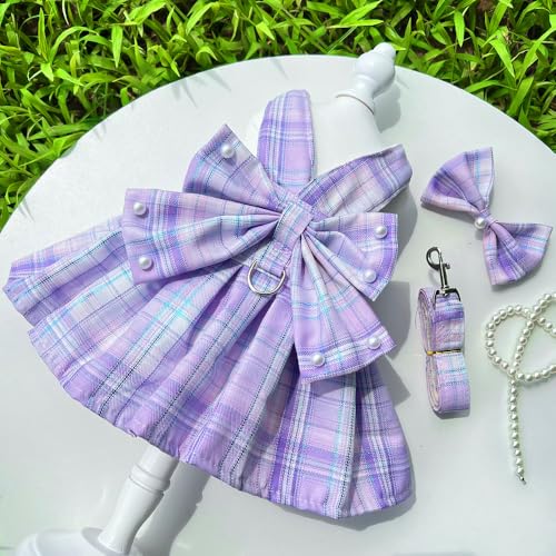 JK Plaid Verstellbarer Haustierrock Geschirr & Leine Set - Atmungsaktives Sommeroutfit für Hunde und Katzen JK Plaid Verstellbarer Haustierrock Geschirr & Leine Set - Atmungsaktives Sommeroutfit für Hunde und Katzen von XINGNIAO