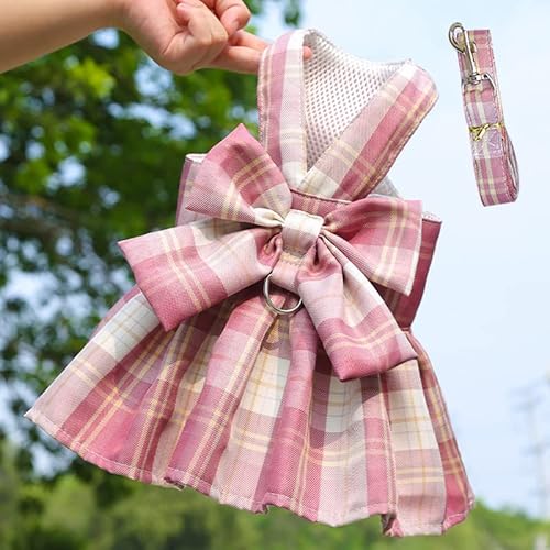 JK Plaid Verstellbarer Haustierrock Geschirr & Leine Set - Atmungsaktives Sommeroutfit für Hunde und Katzen JK Plaid Verstellbarer Haustierrock Geschirr & Leine Set - Atmungsaktives Sommeroutfit für Hunde und Katzen von XINGNIAO