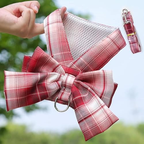 JK Plaid Verstellbarer Haustierrock Geschirr & Leine Set - Atmungsaktives Sommeroutfit für Hunde und Katzen JK Plaid Verstellbarer Haustierrock Geschirr & Leine Set - Atmungsaktives Sommeroutfit für Hunde und Katzen von XINGNIAO