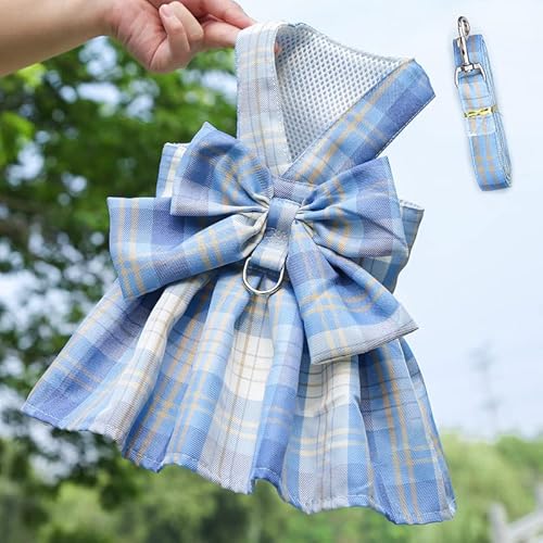 JK Plaid Verstellbarer Haustierrock Geschirr & Leine Set - Atmungsaktives Sommeroutfit für Hunde und Katzen JK Plaid Verstellbarer Haustierrock Geschirr & Leine Set - Atmungsaktives Sommeroutfit für Hunde und Katzen von XINGNIAO