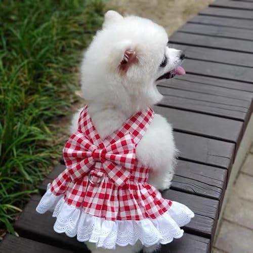 JK Plaid Verstellbarer Haustierrock Geschirr & Leine Set - Atmungsaktives Sommeroutfit für Hunde und Katzen JK Plaid Verstellbarer Haustierrock Geschirr & Leine Set - Atmungsaktives Sommeroutfit für Hunde und Katzen von XINGNIAO