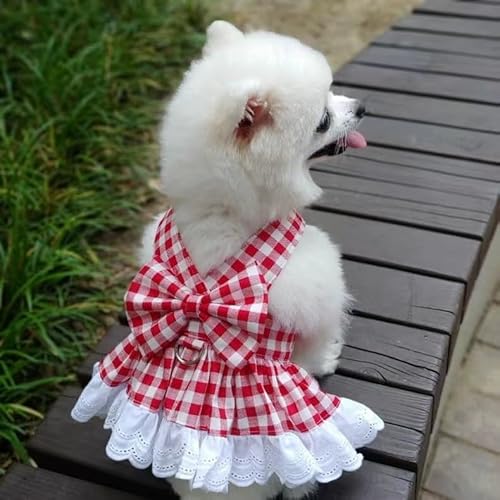 Kariertes Haustierkleid mit Geschirr - süßes Kariertes Outfit für Hund und Katze Kariertes Haustierkleid mit Geschirr - süßes Kariertes Outfit für Hund und Katze von XINGNIAO
