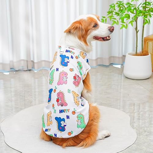 Niedliche Haustierweste mit Dinodruck - Elastisches rückenfreies Hundehemd aus Eisseide für den Sommer Niedliche Haustierweste mit Dinodruck - Elastisches rückenfreies Hundehemd aus Eisseide für den Sommer von XINGNIAO