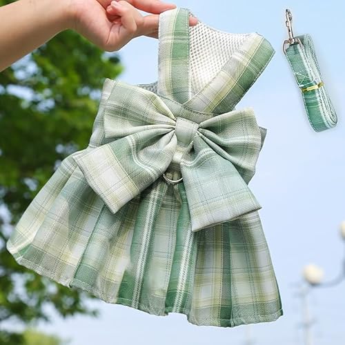 Pet JK Kariertes Kleid mit Geschirrleine - Verstellbares Outfit im Akademie-Stil für kleine Hunde und Katzen Pet JK Kariertes Kleid mit Geschirrleine - Verstellbares Outfit im Akademie-Stil für kleine Hunde und Katzen von XINGNIAO