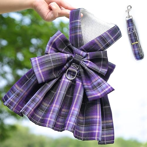 Pet JK Kariertes Kleid mit Geschirrleine - Verstellbares Outfit im Akademie-Stil für kleine Hunde und Katzen Pet JK Kariertes Kleid mit Geschirrleine - Verstellbares Outfit im Akademie-Stil für kleine Hunde und Katzen von XINGNIAO