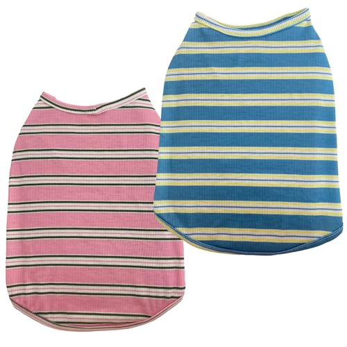 Retro Kontrast gestreifte Sommer Hund T-Shirts für kleine mittlere Haustier Welpe T-Shirt Mädchen Jungen Kleidung Weich Atmungsaktiv von XINGNIAO