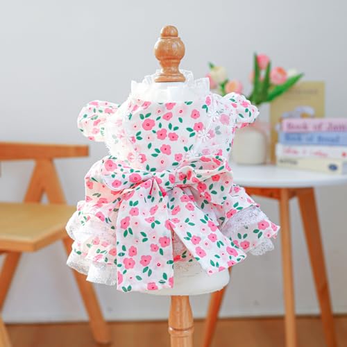 Rose Floral verstellbares Kleid für kleine Hunde & Katzen - Stilvolles Haustier-Outfit mit 6 Größen (XS-XL) von XINGNIAO