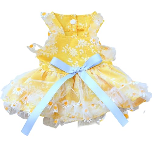 Sommer Prinzessin Hund Kleid Spitze Daisy Gelb Floral Welpen Rock mit Schleife Haustier Kleid für kleine mittlere Hund Sommer Prinzessin Hund Kleid Spitze Daisy Gelb Floral Welpen Rock mit Schleife Haustier Kleid für kleine mittlere Hund von XINGNIAO