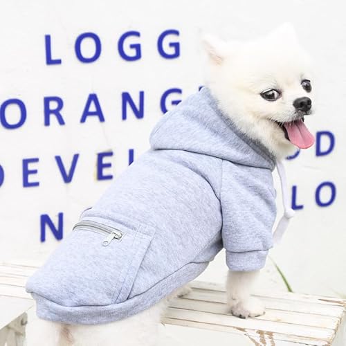 Warmer Hunde-Hoodie mit Reißverschlusstasche - Kuscheliges Sweatshirt für kleine & große Hunde von XINGNIAO