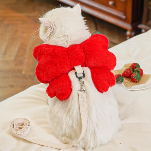 Weiches Plüsch Bowknot Haustiergeschirr mit Leine - Ausbruchsicheres Gehset für Katzen und kleine Hunde Weiches Plüsch Bowknot Haustiergeschirr mit Leine - Ausbruchsicheres Gehset für Katzen und kleine Hunde von XINGNIAO
