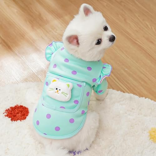 Welpen-Kurzarm-Shirt - Atmungsaktives Baumwoll-Polka-Dot-Hundehemd für kleine Hunde (XS-XL) / Frühling & Herbst Leichte Haustierkleidung von XINGNIAO