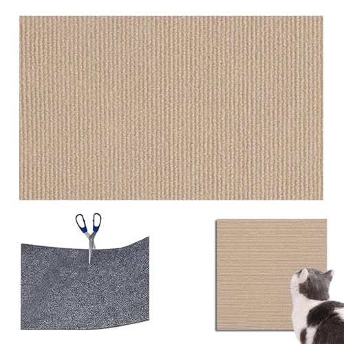 Selbstklebend Kratzmatte Katze, DIY Kratzbrett Katze, Kratzschutz Katzenkratzmatte für Schützt Teppiche Sofa Möbelschutz (Khaki, 60x30CM) von XINHU