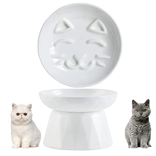XINSZLIN Elevated Cat Slow Feeder, Erhöhte Katzennäpfe, Kein Rutschen/Kippen, Erhöhte Puzzle-Futterplatte, Verlangsamt das Fressen und fördert die Verdauung.(Cat Face Bowl) von XINSZLIN