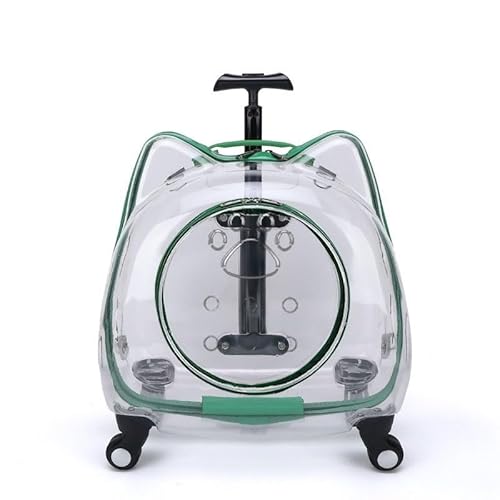 Hundezubehör, Trolley Cart Transparente Kapsel-Reise-Trolley-Tasche for Haustiere, universeller Haustier-Rucksack, großer Raum-Reisekoffer-Träger mit Rädern ( Color : Light Green , Size : 45cm 28cm 45 von XINTAOSM