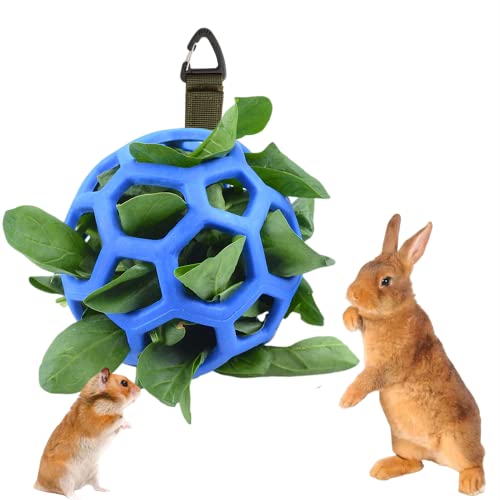 Kaninchen-Heu-Futterball, Futterball, Grasball, Leckerli-Ball, Spielzeug für Schildkröte, Kaninchen, Meerschweinchen (blau) von XINTONG