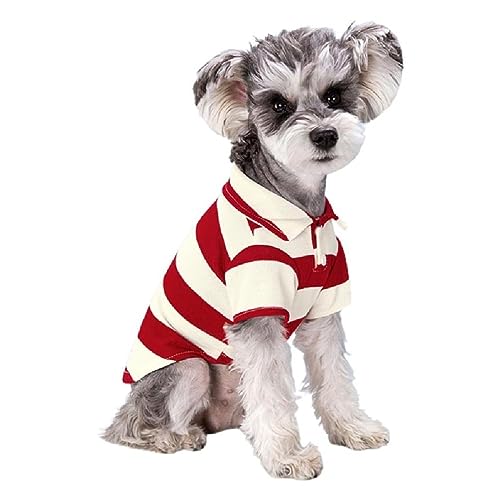 Poloshirt Für Kleine Hunde Zweibeiniges Lässiges Streifenhemd Welpenkostüm Sommer T Shirt Modische Kleidung Für Bichon FrenchBull Hundehaustierkleidung Sommerhaustierkleidung Hundeshirt von XINYIN