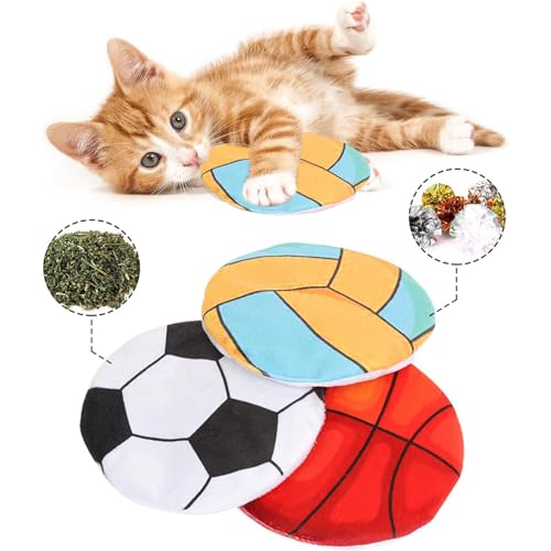 XINYIN 3 Stück/Set Süßes Plüsch Crinkle Hundespielzeug Rund Gefüllt Katzenminze Crinkle Spielzeug Süßes Spielspielzeug Für Spielzeug Interaktives Spielzeug Für Den Innenbereich Wenn Nicht Zu Hause von XINYIN