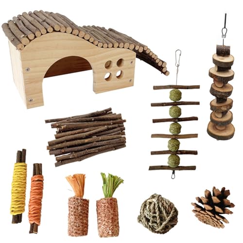 XINYIN Haustierspielzeug 10 Stück Kaninchen Kauspielzeug Vogelkäfig Rattan Kugel Schleifen Klettern Spielzeug Kleintierkäfig Spielplätze Heimtierbedarf Kleines Haustier Unterhaltungsspielzeug von XINYIN