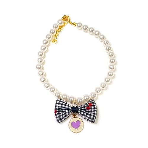 XINYIN Katze Kragen Bowknot Dekoration Halskette Haustier Perlen für Katzen Welpen Kaninchen Zubehör für Kätzchen Einstellbare Haustier Halsbänder Choker Kette von XINYIN