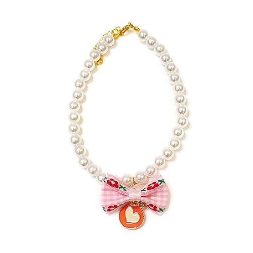 XINYIN Katze Kragen Bowknot Dekoration Halskette Haustier Perlen für Katzen Welpen Kaninchen Zubehör für Kätzchen Einstellbare Haustier Halsbänder Choker Kette von XINYIN