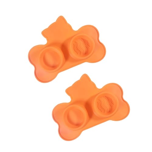 Katzen-Doppelnapf, Wassernapf-Matte mit Saugnäpfen, für Futter und Katzen, Doppelnapf, Silikon-Pad von XITEA