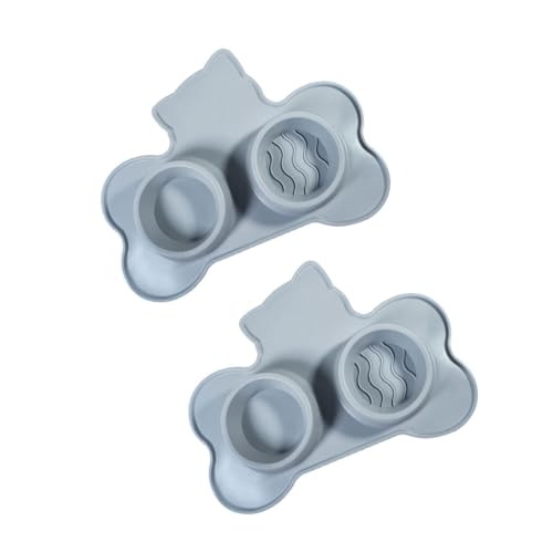 Katzen-Doppelnapf, Wassernapf-Matte mit Saugnäpfen, für Futter und Katzen, Doppelnapf, Silikon-Pad von XITEA