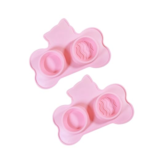 Katzen-Doppelnapf, Wassernapf-Matte mit Saugnäpfen, für Futter und Katzen, Doppelnapf, Silikon-Pad von XITEA