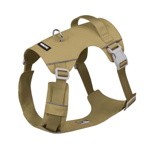 Reflektierendes Hundegeschirr, Brustgurt, große Hundeweste, Geschirr für Outdoor-Aktivitäten, Spazierengehen, Training, mit verstellbarem Gürtel (Khaki, M) von XITEA