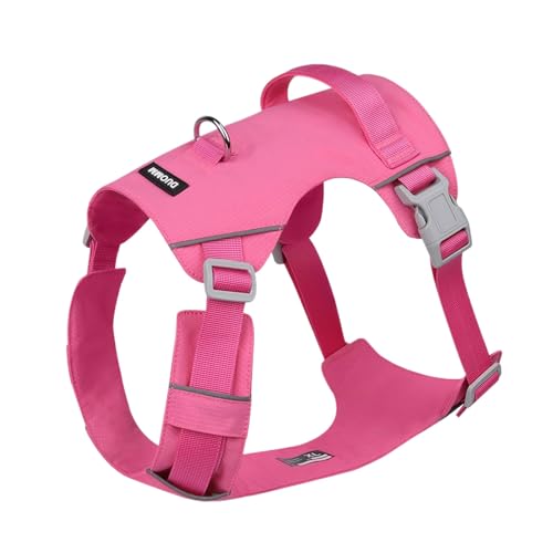 Reflektierendes Hundegeschirr, Brustgurt, große Hundeweste, Geschirr für Outdoor-Aktivitäten, Spazierengehen, Training mit verstellbarem Gürtel (Rosa, M) von XITEA
