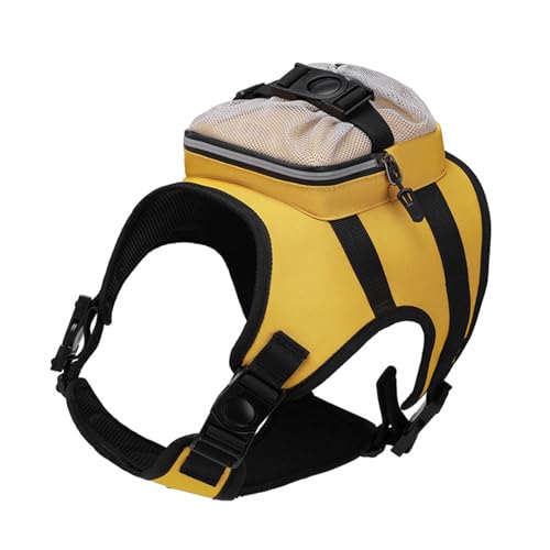 Verstellbare Trainingsweste für Hunde, Rucksack, Gürtel, bequemes Hundegeschirr für große Hunde, Rucksack (Gelb, L) von XITEA