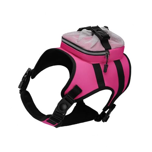 Verstellbare Trainingsweste für Hunde, Rucksack, Gürtel, bequemes Hundegeschirr für große Hunde, Rucksack (Rosa, S) von XITEA