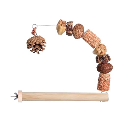 Vogelsitzstangen Holzständer für Papageien mit schleifendem, gewölbtem Tannenzapfen für sicheres Kauen und bequemes Ausruhen von Sitzstangen von XITEA