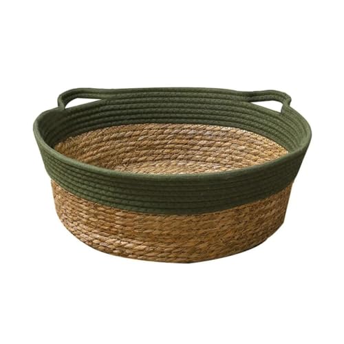 XITEA Katzenstrohkorbbett für den Innenbereich mit Griff, kleine Hundehütte, kratzfest, handgehäkelt, Katzen-Unterlage, Versteck von XITEA