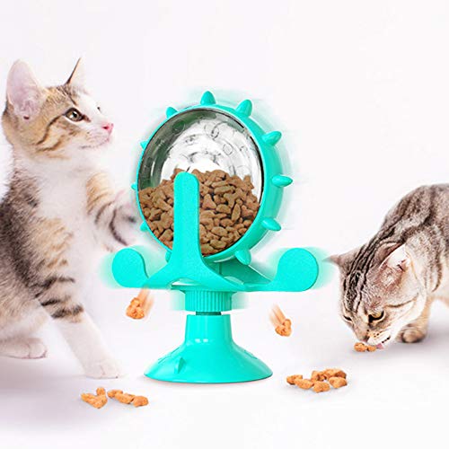 XIUNIA Futternapf, Windmühle, Drehscheibe, interaktives Katzenspielzeug mit Saugnapf, lustiger Katzen-Windmühlenball, Indoor-Katzenmassage, Kratzen, verhindert Fettleibigkeit und Blähungen von XIUNIA