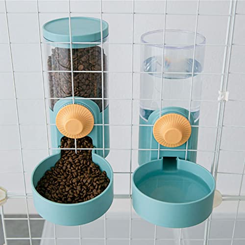 XJDZ 2 Stück Automatischer Wasserspender Zum Aufhängen Von Haustieren Für Kisten Und Käfige Abnehmbarer Hundenapf Mit Kunststoff-Futternapf Für Katze, Welpen, Kaninchen (Color : Green) von XJDZ
