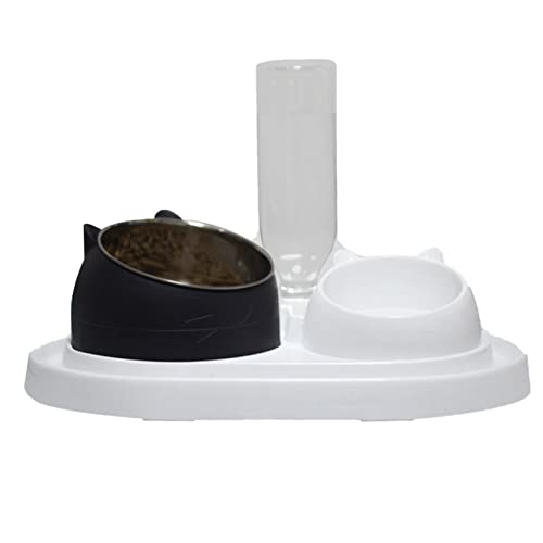 XJDZ Automatischer Wasserspender Für Haustiere Mit Edelstahlschüssel 2 In 1 Cat Double Bowl Dish Bowl Feeder Für Kleine Haustiere Von Katzenwelpen (Color : Black) von XJDZ