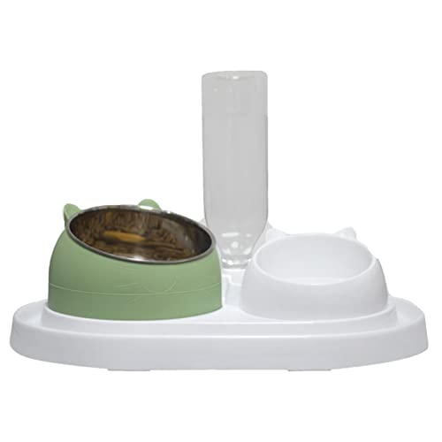 XJDZ Automatischer Wasserspender Für Haustiere Mit Edelstahlschüssel 2 In 1 Cat Double Bowl Dish Bowl Feeder Für Kleine Haustiere Von Katzenwelpen (Color : Green) von XJDZ